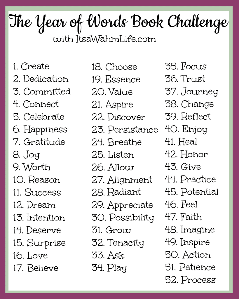 A year of words book challenge www.ItsaWahmLife.com