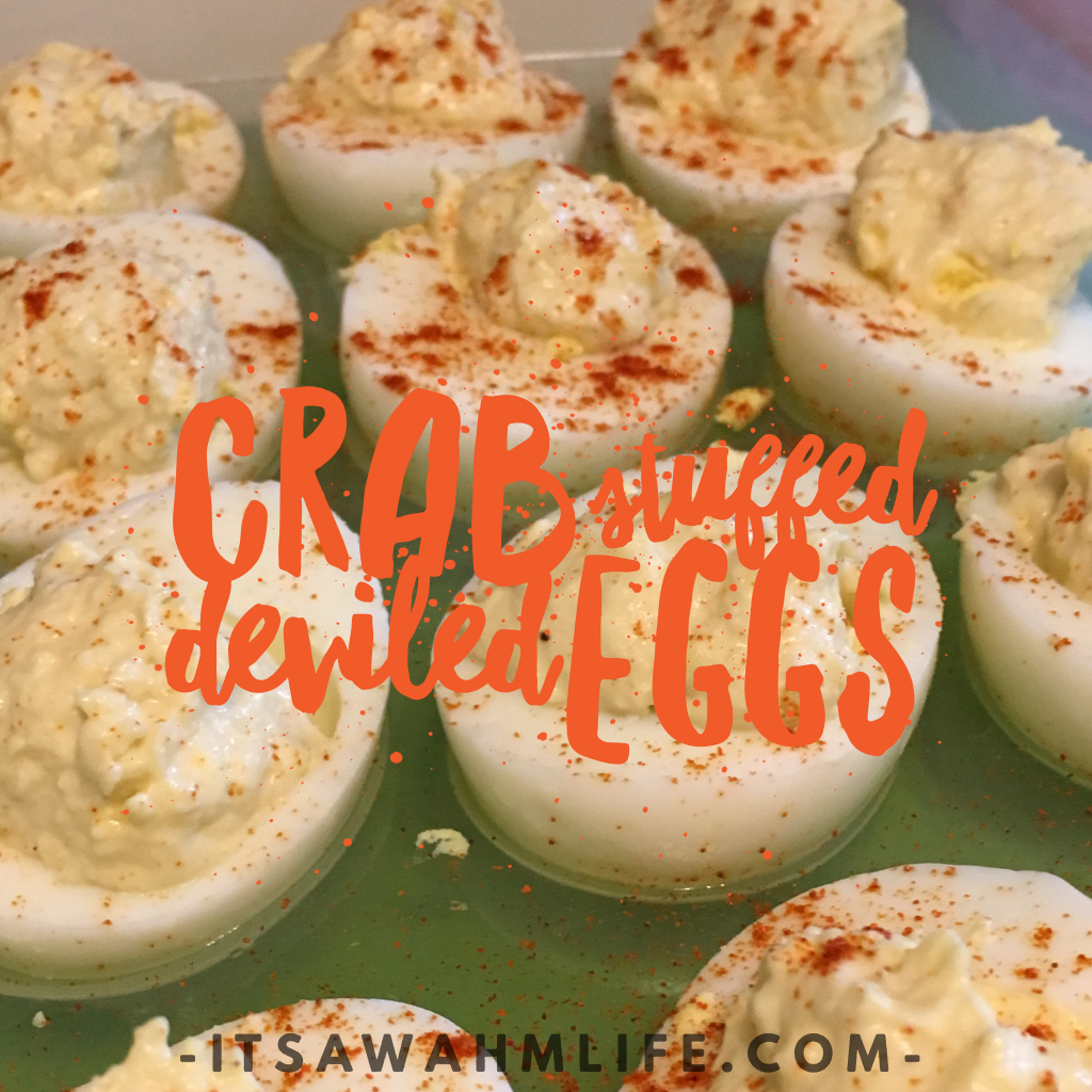 Crab Stuffed Deviled Eggs ItsaWahmLife.com